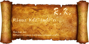 Riesz Kálmán névjegykártya